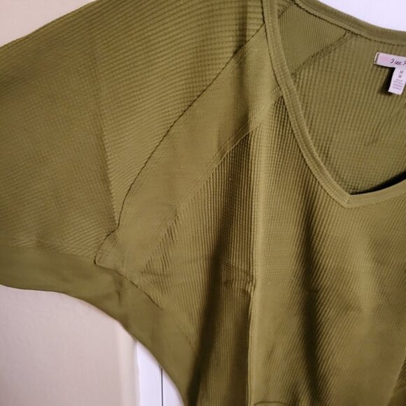 NWT Free People Santa Clara Thermal Long Sleeve Sweater Ferngully Size M-Olive - Picture 7 of 12